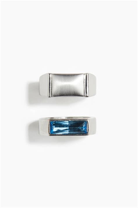 2-pack rings - Silver-coloured - Men | H&M IN