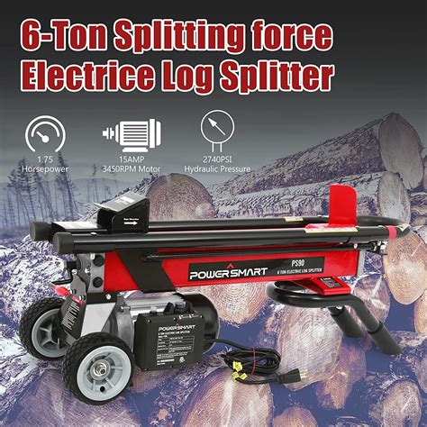 6 Ton Horizontal Electric Wood Splitter, Double Flywheel Electric Log ...