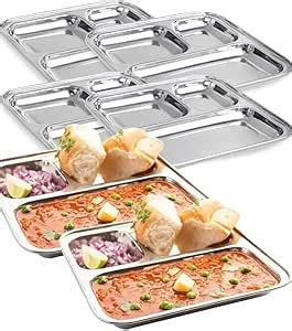Buy GATISTAVAM 3 In1 Stainless Steel Plates with Compartments | Tiffin ...