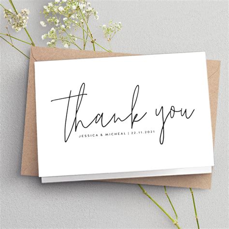 Folded Thank You Cards Wedding Thank You Card Simple Folded - Etsy UK