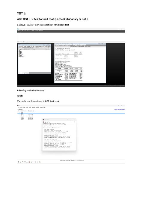 Computational Finance - TEST 1: ADF TEST : > Test for unit root (to ...