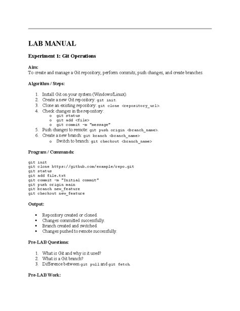 DEVOPS LAB MANUAL: Git, Docker, Jenkins Experiments & Commands - Studocu