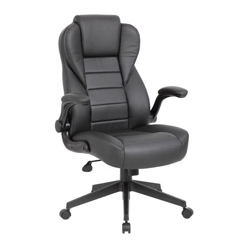 Buy BOSS Office Black High Back Leather Executive Chair with Flip-Up ...