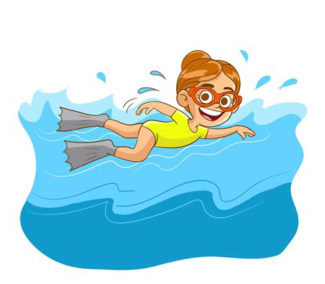 cute little kid girl swimming in the sea on summer vacation.vector ...
