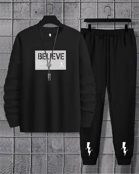 Buy Men Tracksuit Set - Black T-shirt with Black TrackPant Online – TRIPR