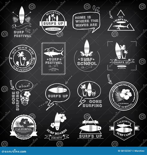 Surfing Summer Icons,vector Labels Collection. Stock Vector ...