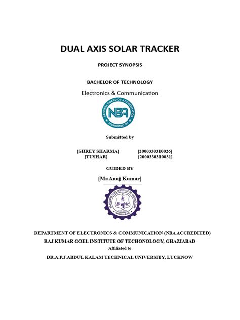 Dual Axis Solar Tracker | PDF