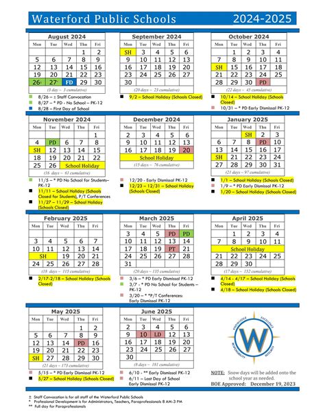 WPS - 2024-2025 School Year Calendar by Waterford Public Schools - Issuu