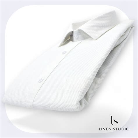 Pure Cotton Netted Dobby White Shirt – Linen Studio