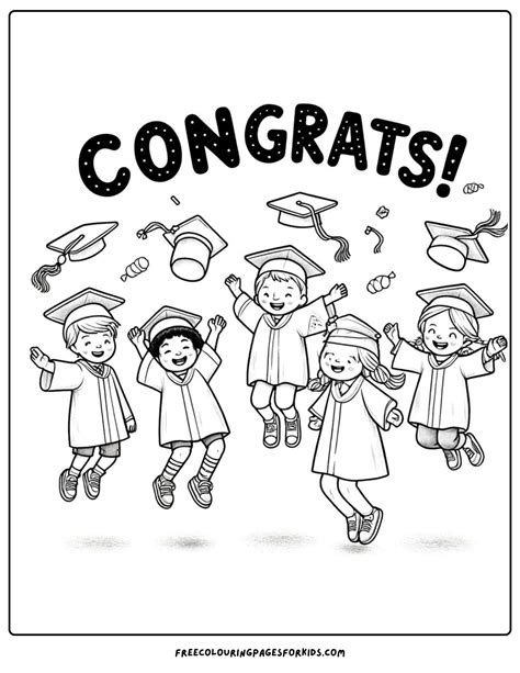 Graduation Coloring Kids Pages Clipart Clip Kindergarten Cliparts ...