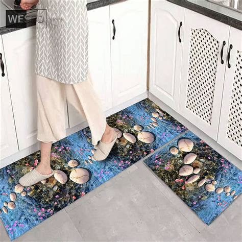 3D Floor Mat for Kitchen Room Cute Plants Floral Print Rug Bedroom ...