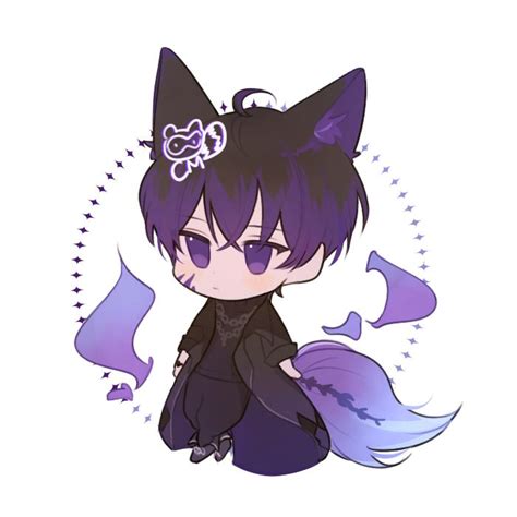 Purple-haired Anime Boy in Stylish Outfit