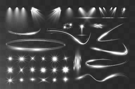 Light flare wave shine effectvector glow line sparkle shine silver wavy ...