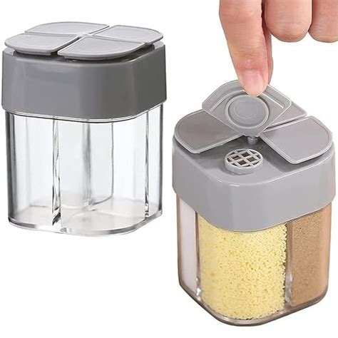 Buy chamemo 4 in 1 Salt and Pepper Shakers Plastic Spice 4 Grids Flip ...