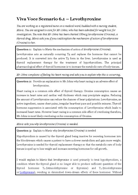 Viva Voce Review: Levothyroxine Mechanism & Considerations for Nursing ...