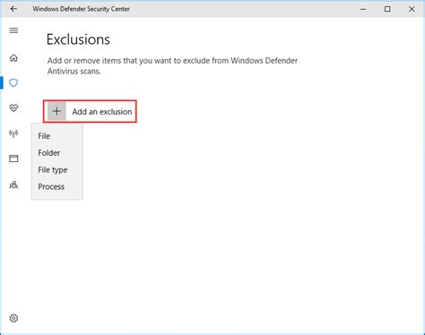 Image result for Add Exception to Windows Defender