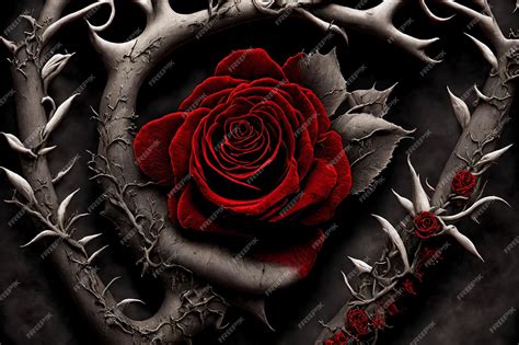 Premium AI Image | red rose with thorns