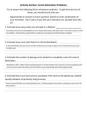 Image result for Fermi Estimation Question