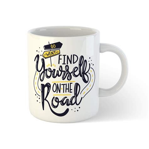 Buy Giftocity Go-Went Find Yourself On The Road White Ceramic Printed ...