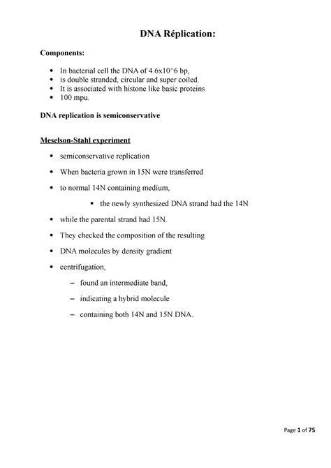 DNA Replication Complete - DNA Réplication: Components: In bacterial ...