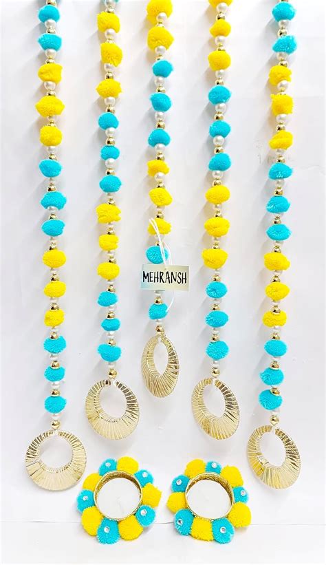 MEHRANSH® -Pack of 10- Woollen Pom Pom String Torans + Free 2 Mini ...