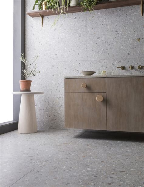 Grey Terrazzo Tile Bathroom, Porcelain Tile Bathroom, Gray Porcelain ...