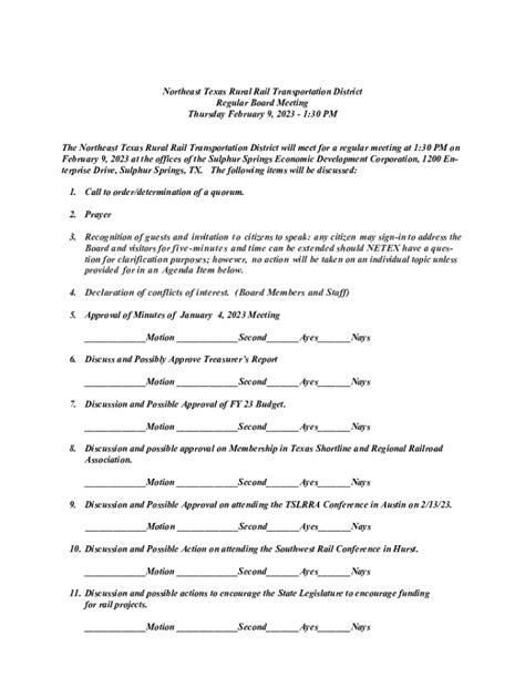 Fillable Online orgs tamuc Northeast Texas Rural Rail Transportation ...