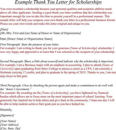 Download Free Scholarship Thank You Letter Format Templates - Full Size ...