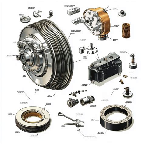 An exploded view of a drum brake system with labeled parts | Premium AI ...