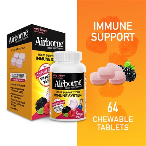 Airborne Very Berry Chewable Tablets, 64 count - India | Ubuy