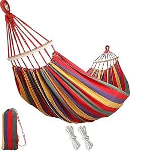 Baskety Outdoor Camping Canvas Fabric Portable Garden Hammocks Striped ...