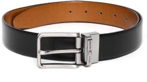 TOMMY HILFIGER Men Casual Black Genuine Leather Reversible Belt Black ...