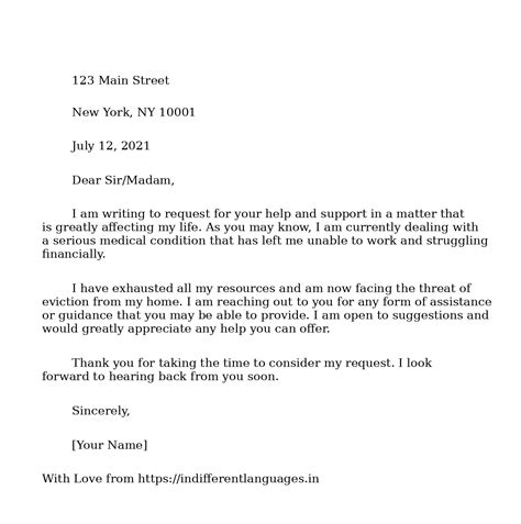 2 Examples of Sample Letter Asking For Help And Support