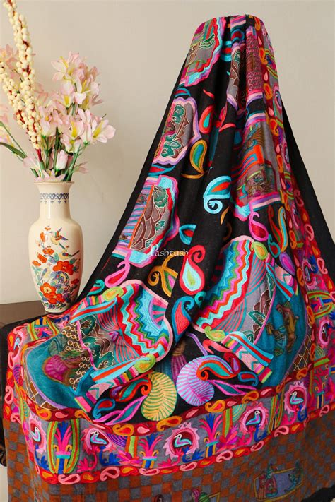Pashtush 100% Pure Wool with Woolmark Certificate shawl, kalamkari - M ...