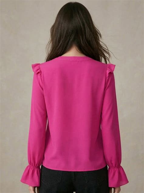 Shop Pink Ruffle Detail Bishop Sleeve Top - for Women | OUTZIDR | Gen-Z ...