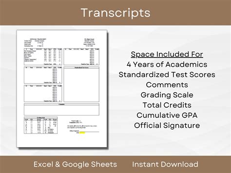 Image result for Editable High School Transcripts