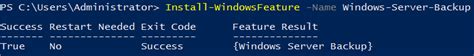 Image result for Windows Server Backup Feature Install PowerShell