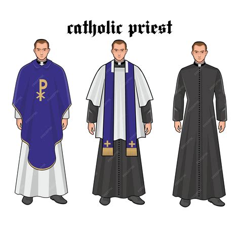Premium Vector | Catholic priest in robes flat illustration