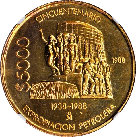 5000 Pesos (Pattern; Nationalization of Oil Industry; Brass) - Mexico ...