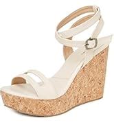 Buy Marc Loire Women's Golden Leather Shimmer Square Toe Block Heel ...