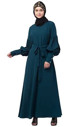 Buy Nazneen long cuff full balloon sleeve with belt A line Abaya ...