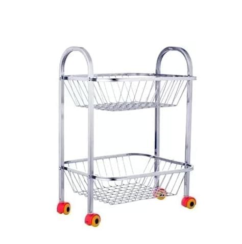 Stainless Steel Basket for Vegetable & Fruits with Wheels Trolley ...