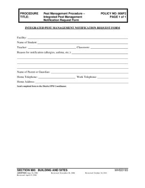 Fillable Online Pest Management Procedure - (Integrated) Management ...