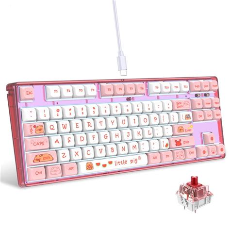 HXSJ L600 Cartoon Pattern 87-Key Mechanical Keyboard Ergonomic Wired G ...