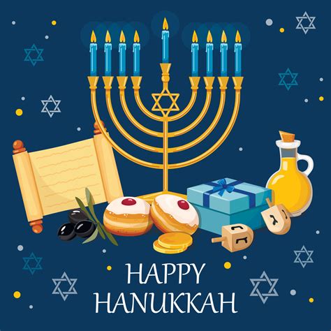 Happy Hanukkah, Jewish Festival of Lights background for greeting card ...