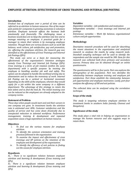 Sample Research Design - EMPLOYEE ATTRITION: EFFECTIVENESS OF CROSS ...