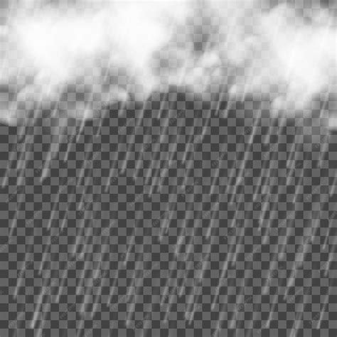Regen mit Wolken, die Wassertropfen vektorrealistischer Sturm auf ...