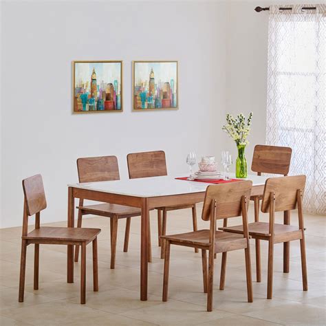Buy Urban Marble Top 6-Seater Dining Set with Chairs - Brown from Home ...