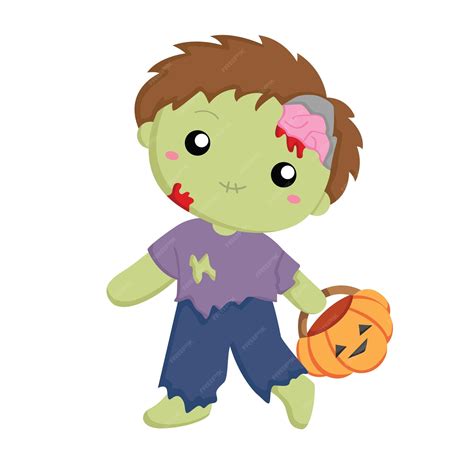 Premium Vector | Halloween Zombie Kids Party Illustration Vector Clipart