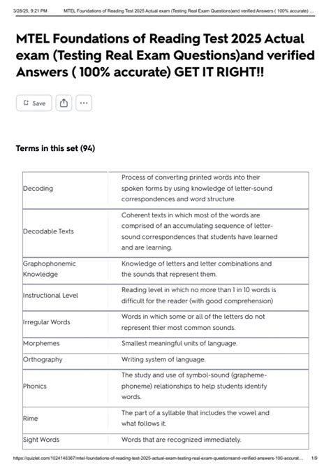 MTEL Foundations of Reading Test 2025 Actual exam (Testing Real Exam ...